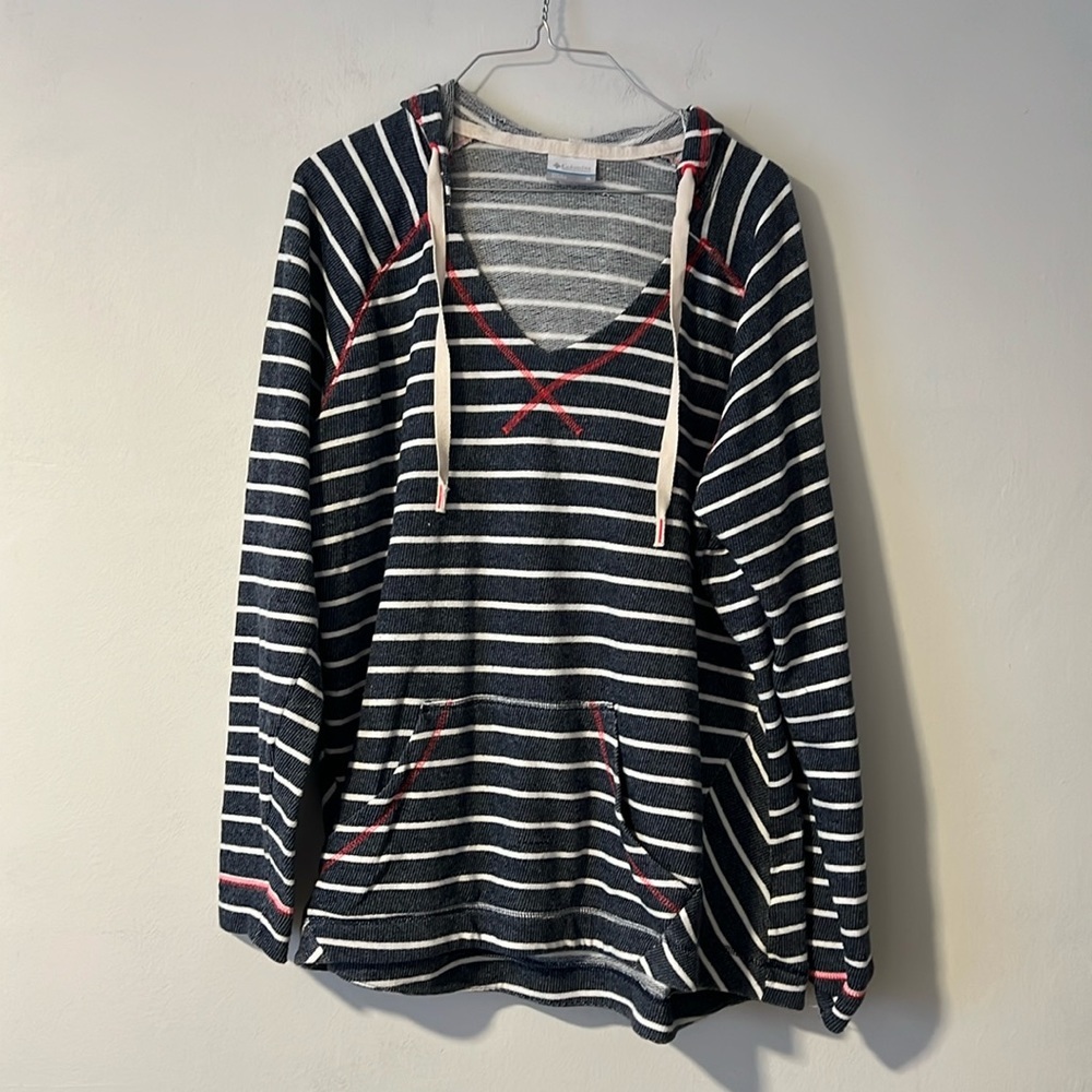 Columbia Womens Navy Nautical Knit Hoodie V Neck.